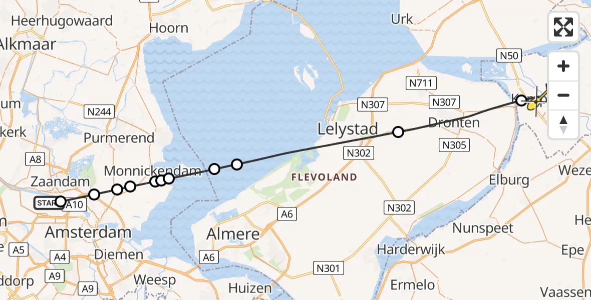 Routekaart van de vlucht: Lifeliner 1 naar Kampen