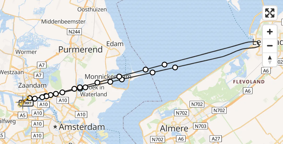 Vluchtroute Traumahelikopter Amsterdam Heliport - Amsterdam Heliport, 23 januari 2024, 13:48