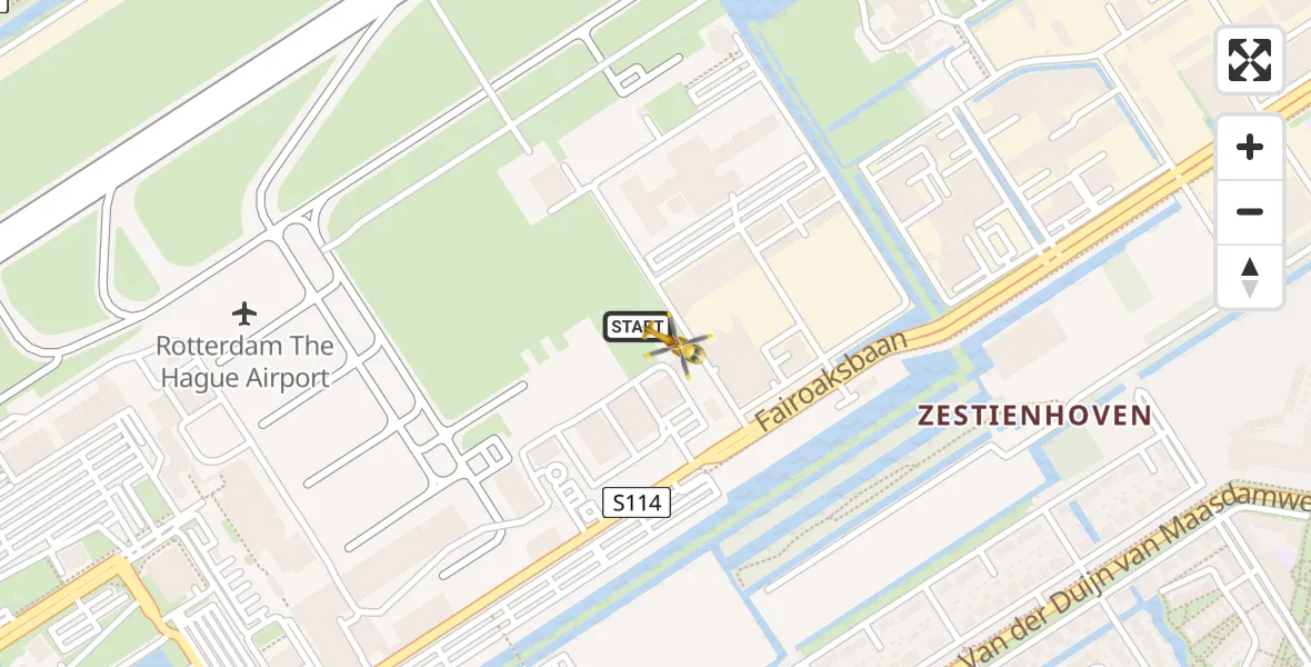 Vluchtroute Traumahelikopter Rotterdam The Hague Airport - Rotterdam The Hague Airport, 23 januari 2024, 14:09