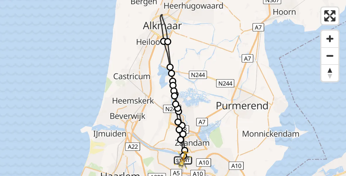 Vluchtroute Traumahelikopter Amsterdam Heliport - Amsterdam Heliport, 23 januari 2024, 15:24