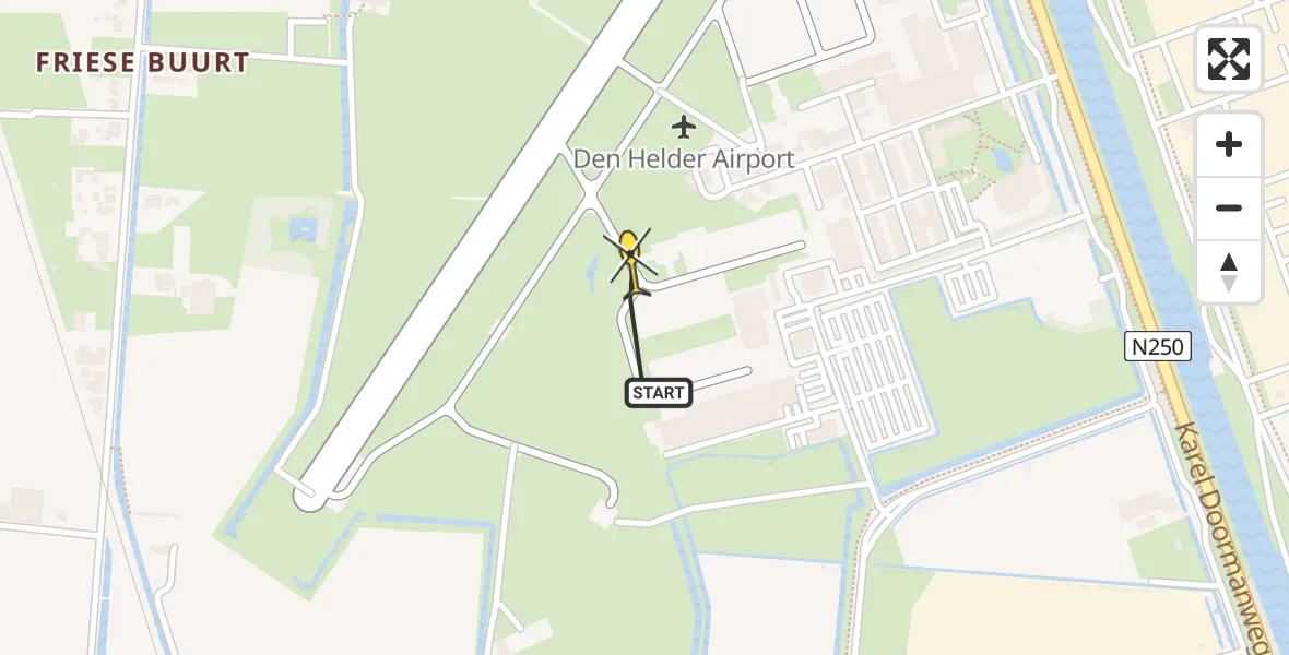 Vluchtroute  van Vliegveld De Kooy naar Vliegveld De Kooy