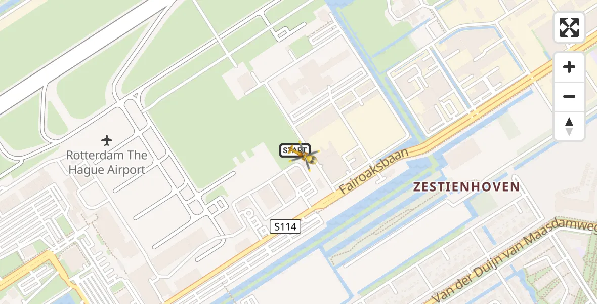 Vluchtroute Traumahelikopter Rotterdam The Hague Airport - Rotterdam The Hague Airport, 24 januari 2024, 09:31