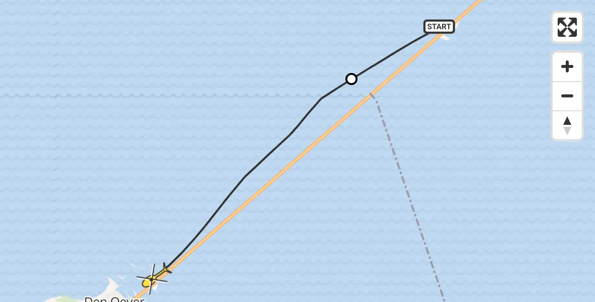 Routekaart van de vlucht: Kustwachthelikopter naar Den Oever