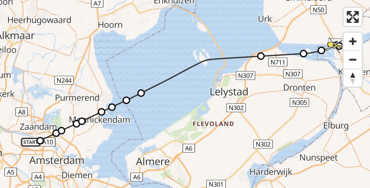 Routekaart van de vlucht: Lifeliner 1 naar Kampen