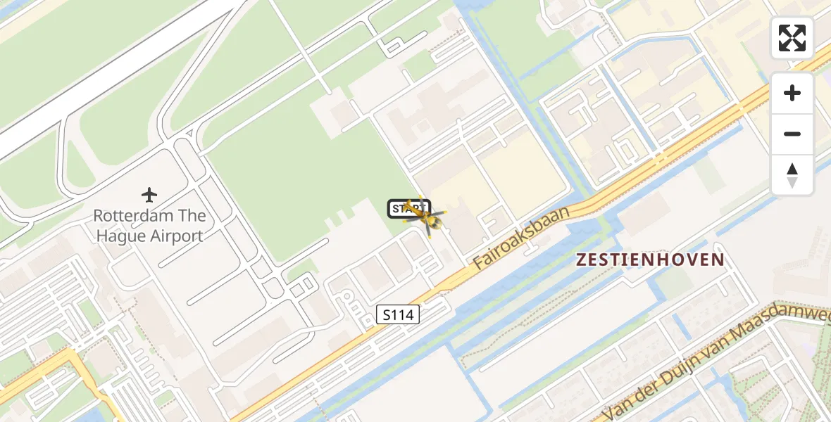 Vluchtroute Traumahelikopter Rotterdam The Hague Airport - Rotterdam The Hague Airport, 24 januari 2024, 10:53