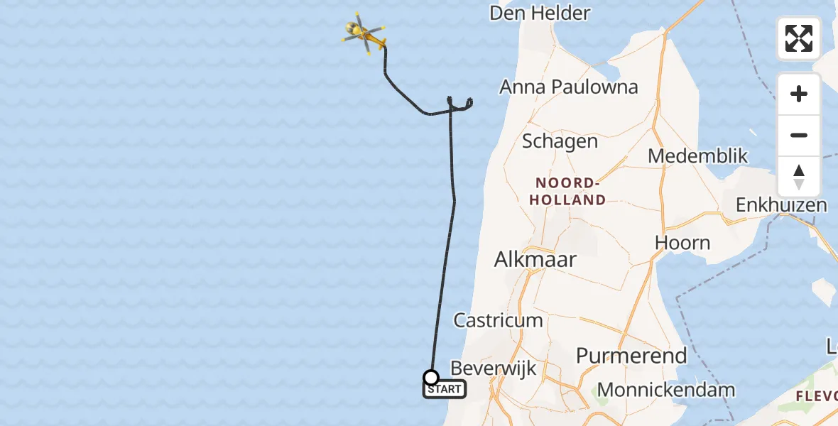 Vluchtroute  IJmuiden - , 24 januari 2024, 13:23