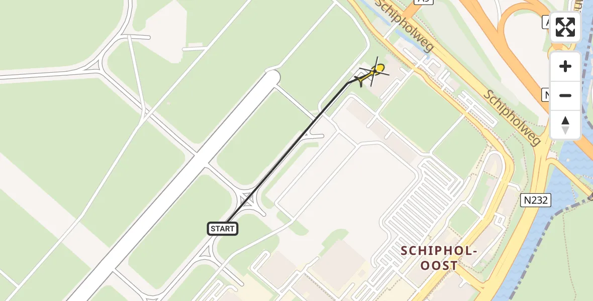 Vluchtroute Politiehelikopter van Schiphol naar Schiphol