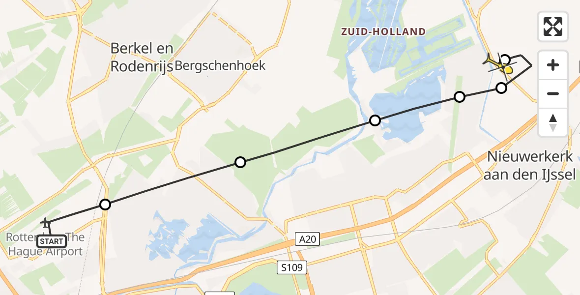 Routekaart van de vlucht: Lifeliner 2 naar Zevenhuizen