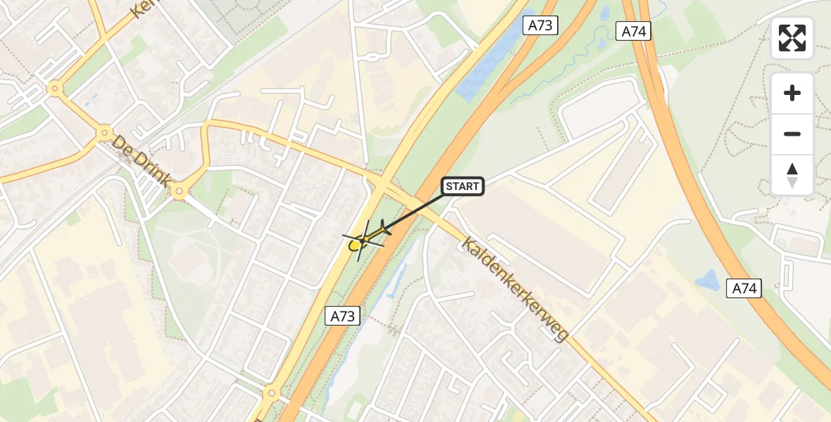 Routekaart van de vlucht: Traumahelikopter naar Tegelen