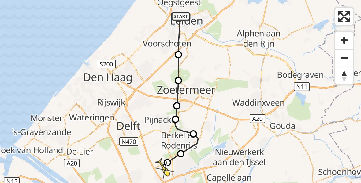 Routekaart van de vlucht: Lifeliner 2 naar Rotterdam The Hague Airport