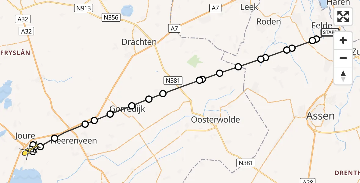 Routekaart van de vlucht: Lifeliner 4 naar Ouwsterhaule