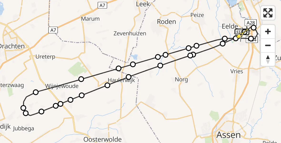 Routekaart van de vlucht: Lifeliner 4 naar Groningen Airport Eelde