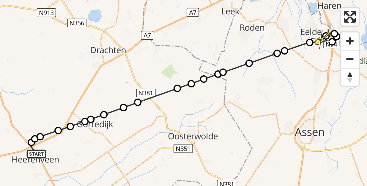 Routekaart van de vlucht: Lifeliner 4 naar Groningen Airport Eelde