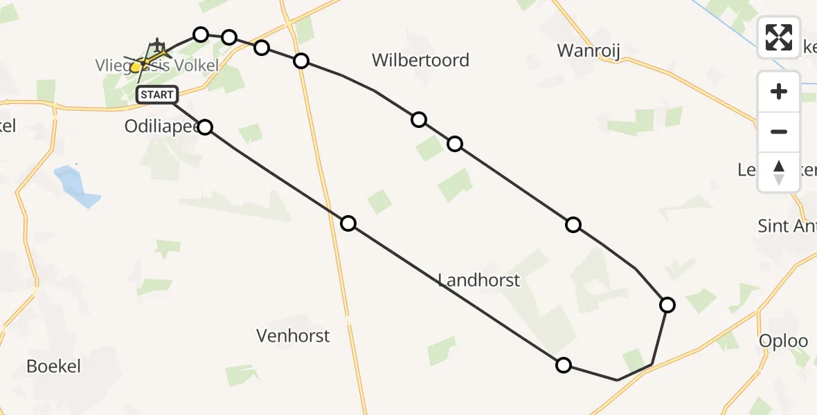 Routekaart van de vlucht: Lifeliner 3 naar Vliegbasis Volkel