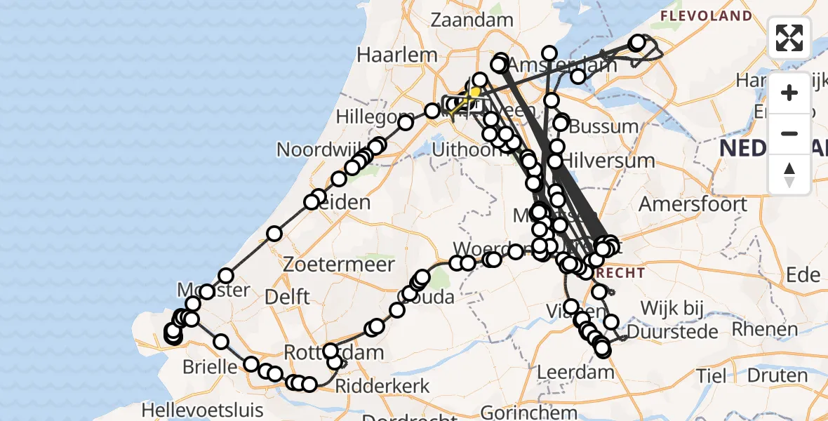 Vluchtroute Politiehelikopter van Schiphol naar Schiphol