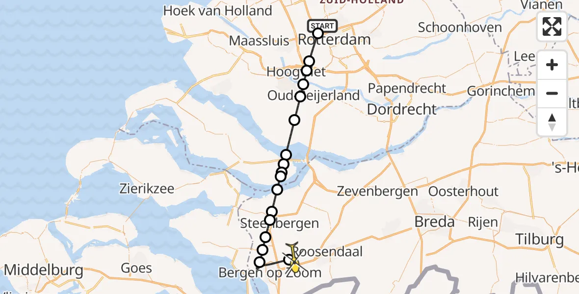 Routekaart van de vlucht: Lifeliner 2 naar Heerle