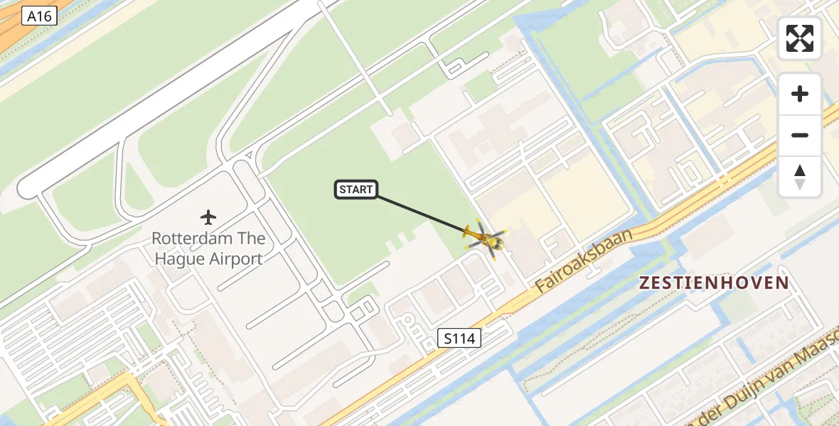 Vluchtroute Traumahelikopter Rotterdam The Hague Airport - Rotterdam The Hague Airport, 25 januari 2024, 09:18