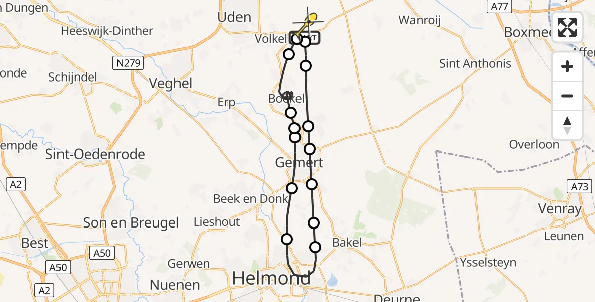 Routekaart van de vlucht: Lifeliner 3 naar Vliegbasis Volkel