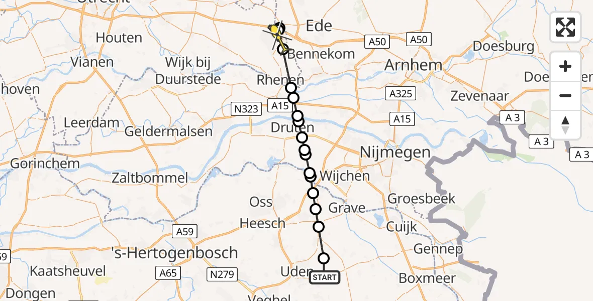 Routekaart van de vlucht: Lifeliner 3 naar Veenendaal