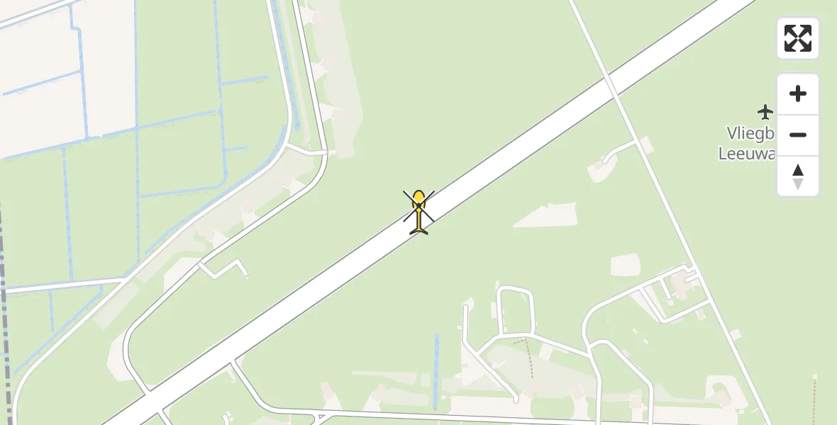 Routekaart van de vlucht: Ambulancehelikopter naar Vliegbasis Leeuwarden