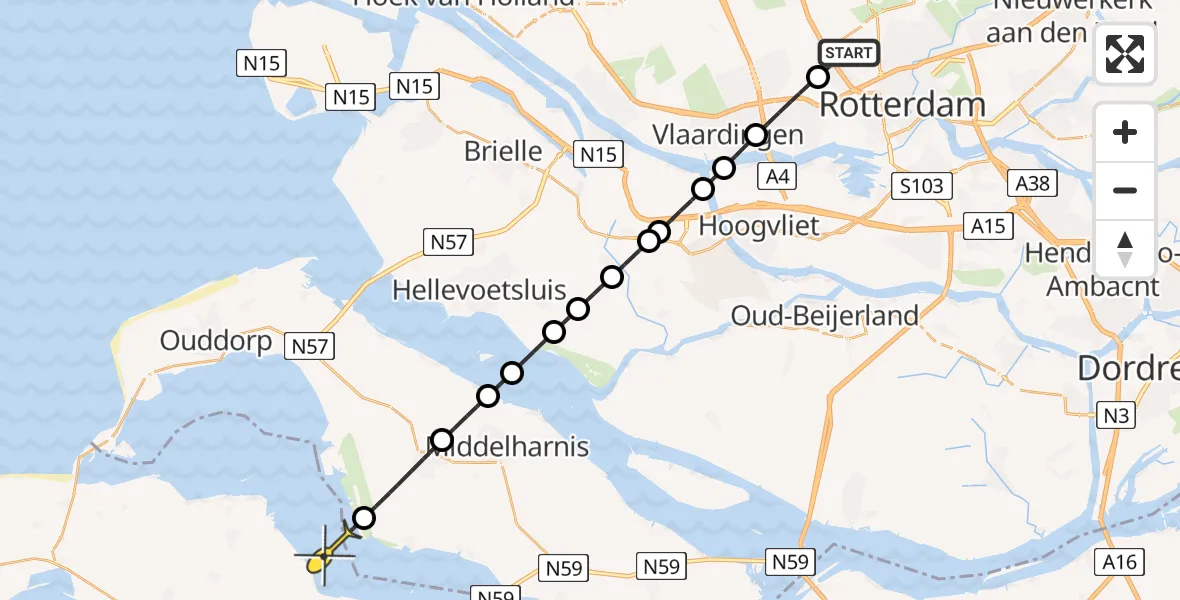 Routekaart van de vlucht: Lifeliner 2 naar Dreischor