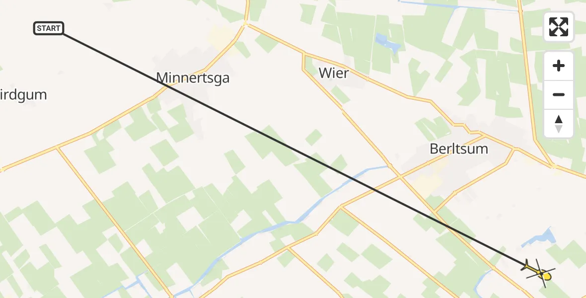 Routekaart van de vlucht: Ambulancehelikopter naar Menaam