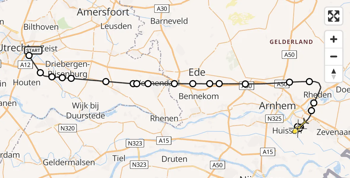 Routekaart van de vlucht: Lifeliner 3 naar Westervoort