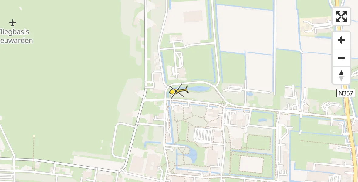 Vluchtroute Ambulancehelikopter van Vliegbasis Leeuwarden naar Vliegbasis Leeuwarden