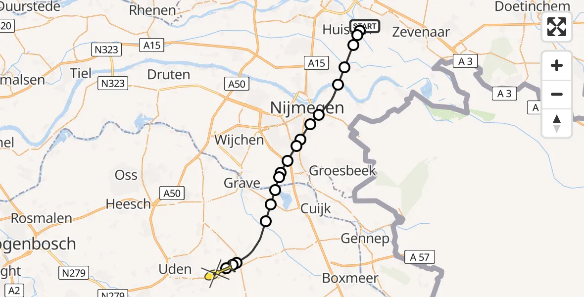 Routekaart van de vlucht: Lifeliner 3 naar Vliegbasis Volkel