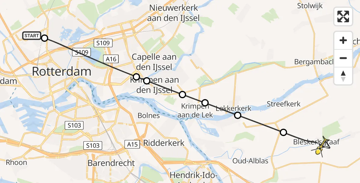 Routekaart van de vlucht: Lifeliner 2 naar Bleskensgraaf ca