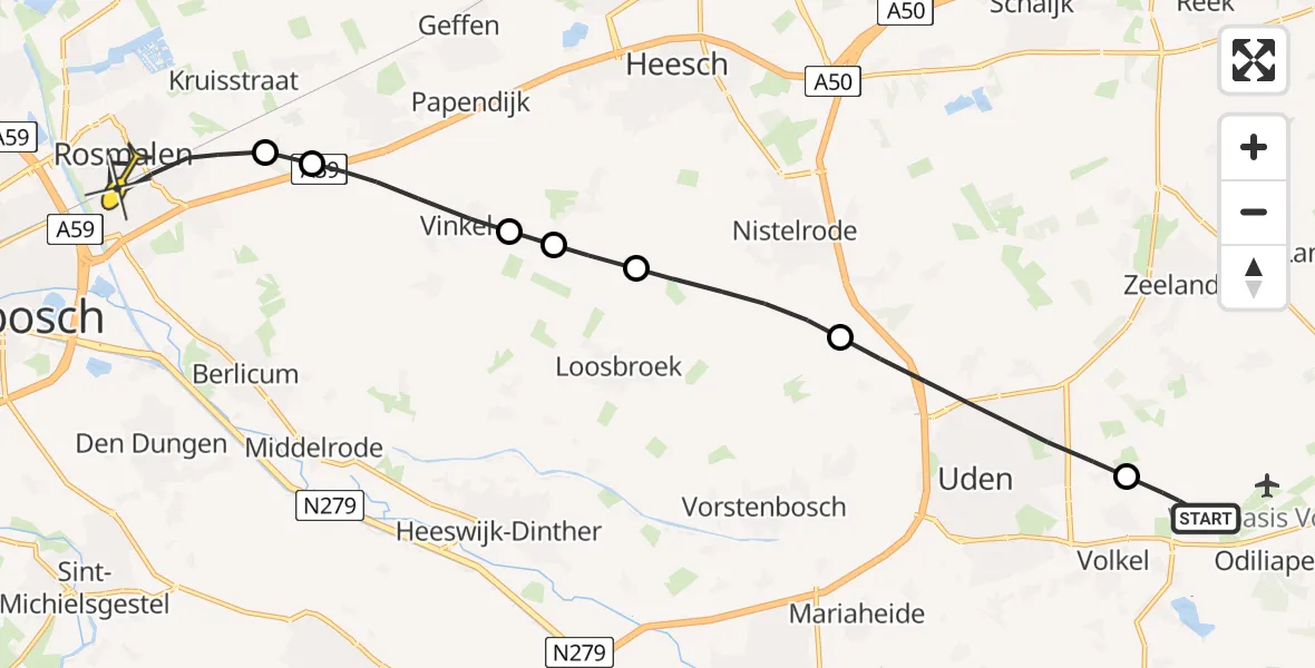 Routekaart van de vlucht: Lifeliner 3 naar Rosmalen