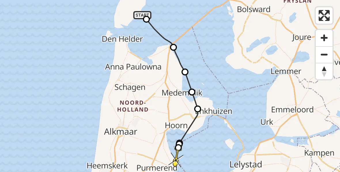 Routekaart van de vlucht: Politieheli naar Warder