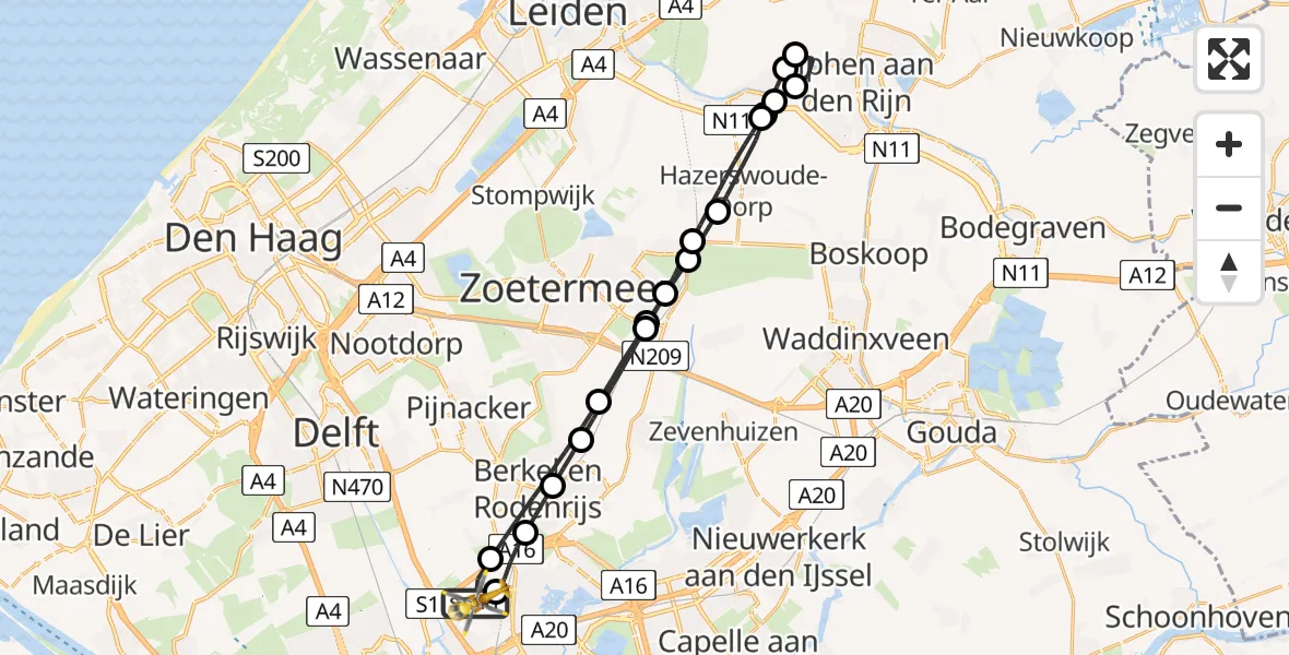 Vluchtroute Traumahelikopter Rotterdam The Hague Airport - Rotterdam The Hague Airport, 26 januari 2024, 08:12