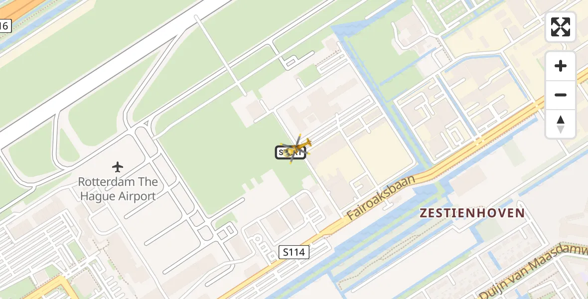 Vluchtroute Traumahelikopter Rotterdam The Hague Airport - Rotterdam The Hague Airport, 26 januari 2024, 08:28