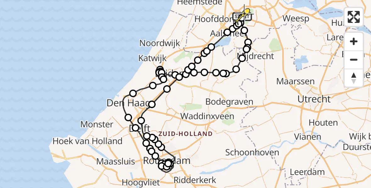 Vluchtroute Politiehelikopter van Schiphol naar Schiphol