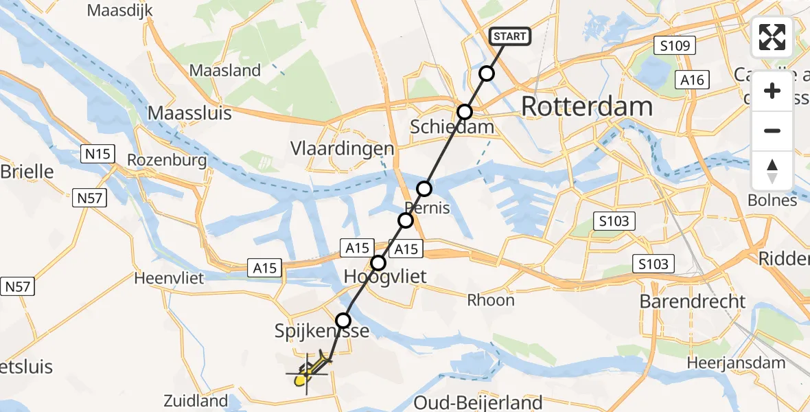 Routekaart van de vlucht: Lifeliner 2 naar Spijkenisse