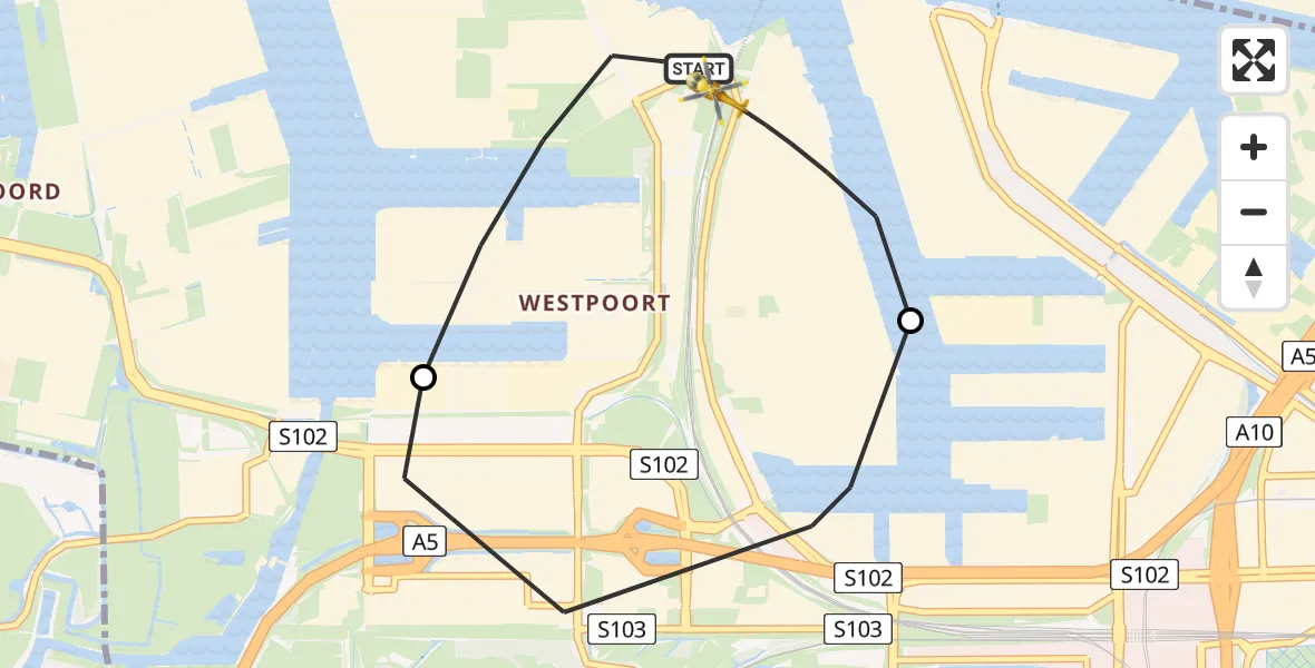 Vluchtroute Traumahelikopter Amsterdam Heliport - Amsterdam Heliport, 26 januari 2024, 11:06