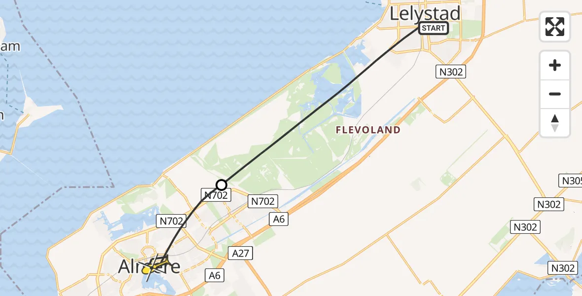 Routekaart van de vlucht: Lifeliner 1 naar Almere