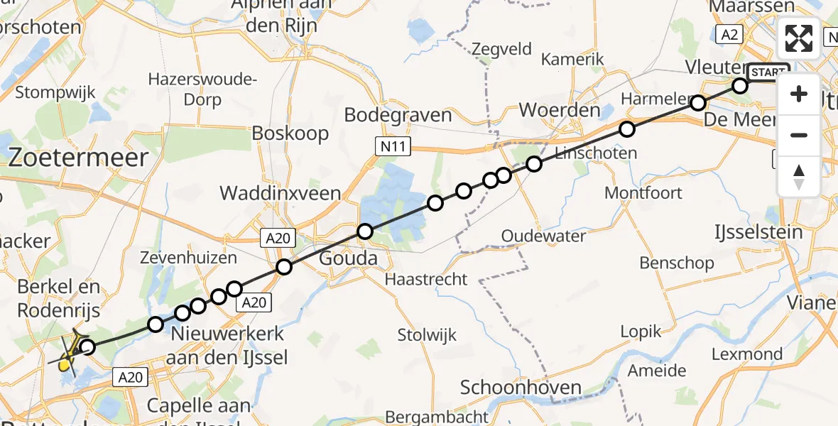 Routekaart van de vlucht: Lifeliner 2 naar Rotterdam