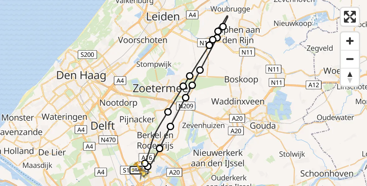 Vluchtroute Traumahelikopter Rotterdam The Hague Airport - Rotterdam The Hague Airport, 26 januari 2024, 15:43