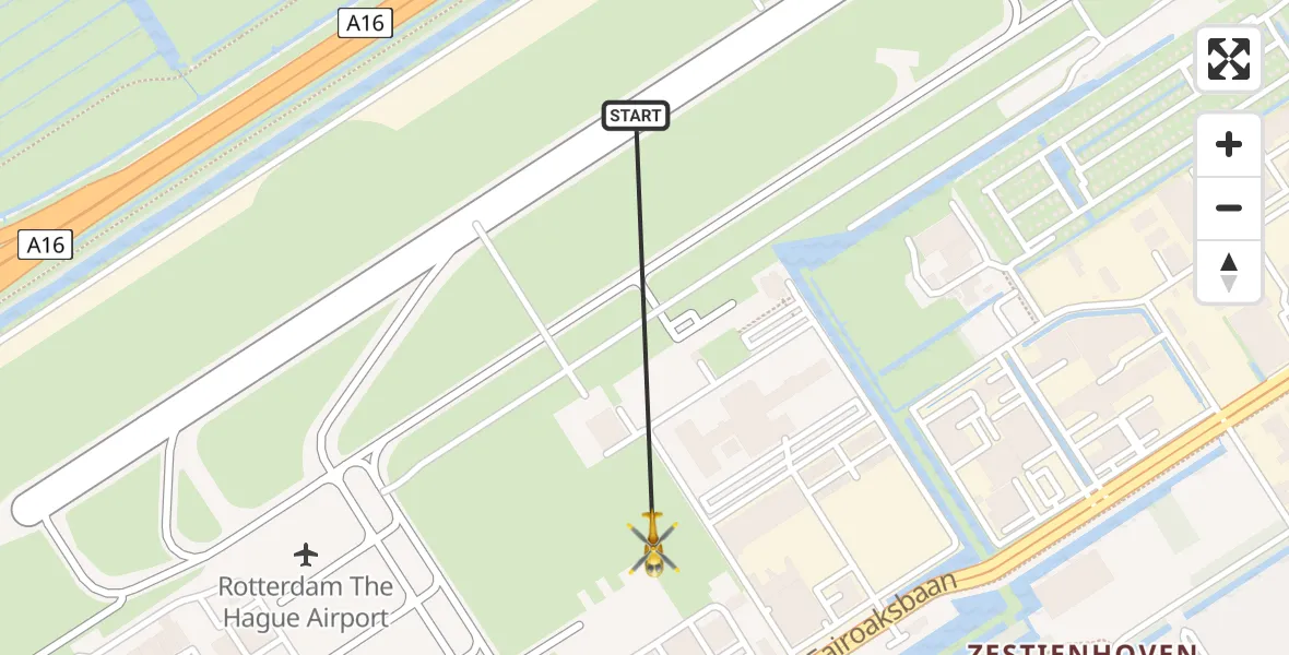 Vluchtroute Traumahelikopter Rotterdam The Hague Airport - Rotterdam The Hague Airport, 26 januari 2024, 18:05