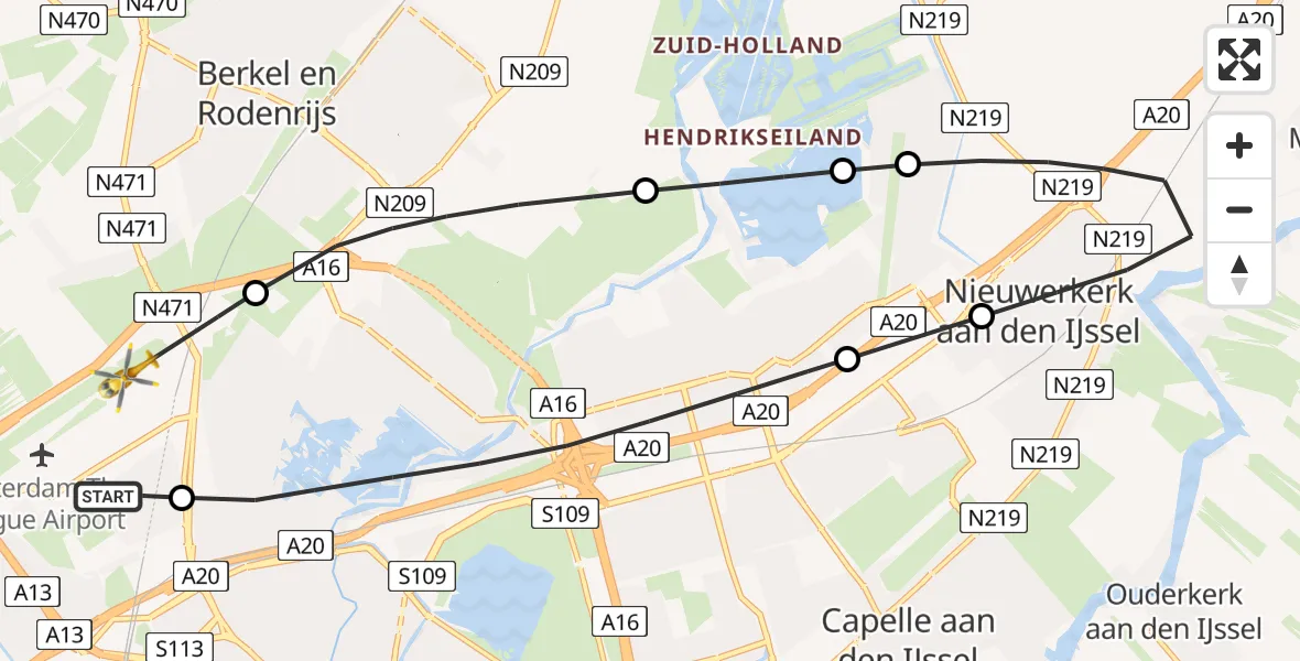 Vluchtroute Traumahelikopter Rotterdam The Hague Airport - Rotterdam The Hague Airport, 26 januari 2024, 18:51