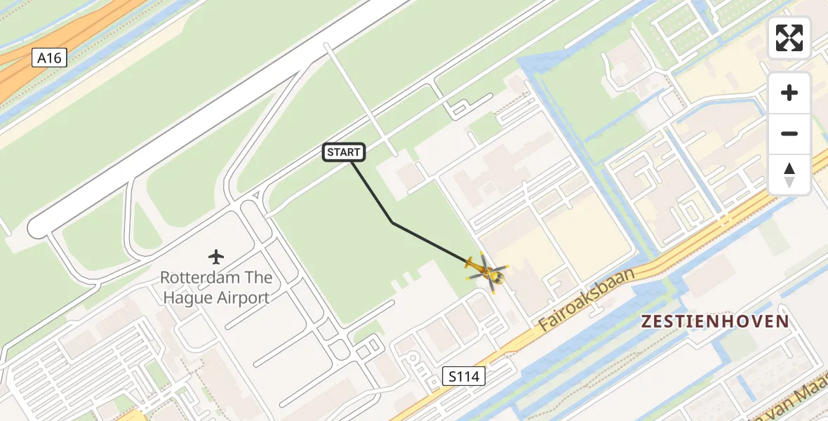 Vluchtroute Traumahelikopter Rotterdam The Hague Airport - Rotterdam The Hague Airport, 26 januari 2024, 18:59