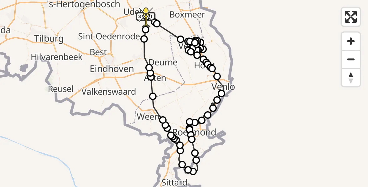 Routekaart van de vlucht: Politieheli naar Odiliapeel