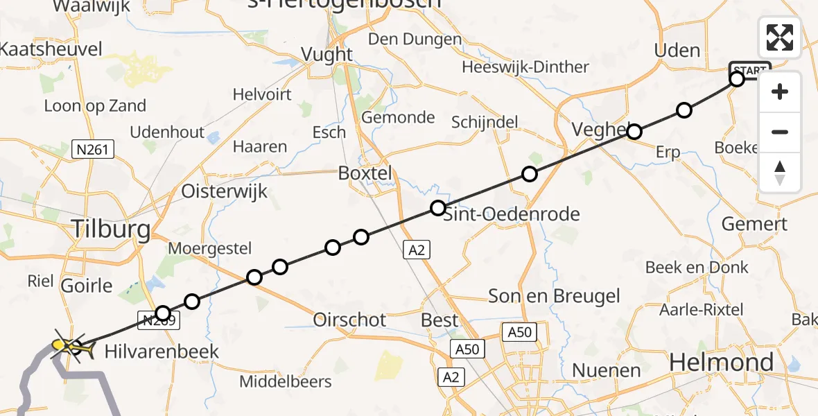 Routekaart van de vlucht: Lifeliner 3 naar Goirle