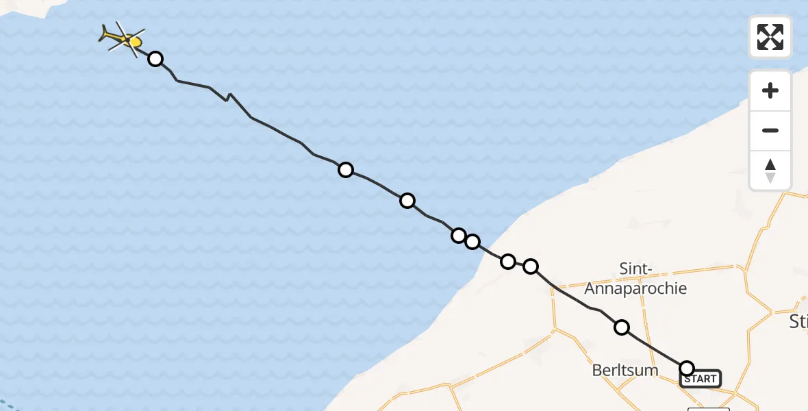 Routekaart van de vlucht: Ambulanceheli naar Formerum
