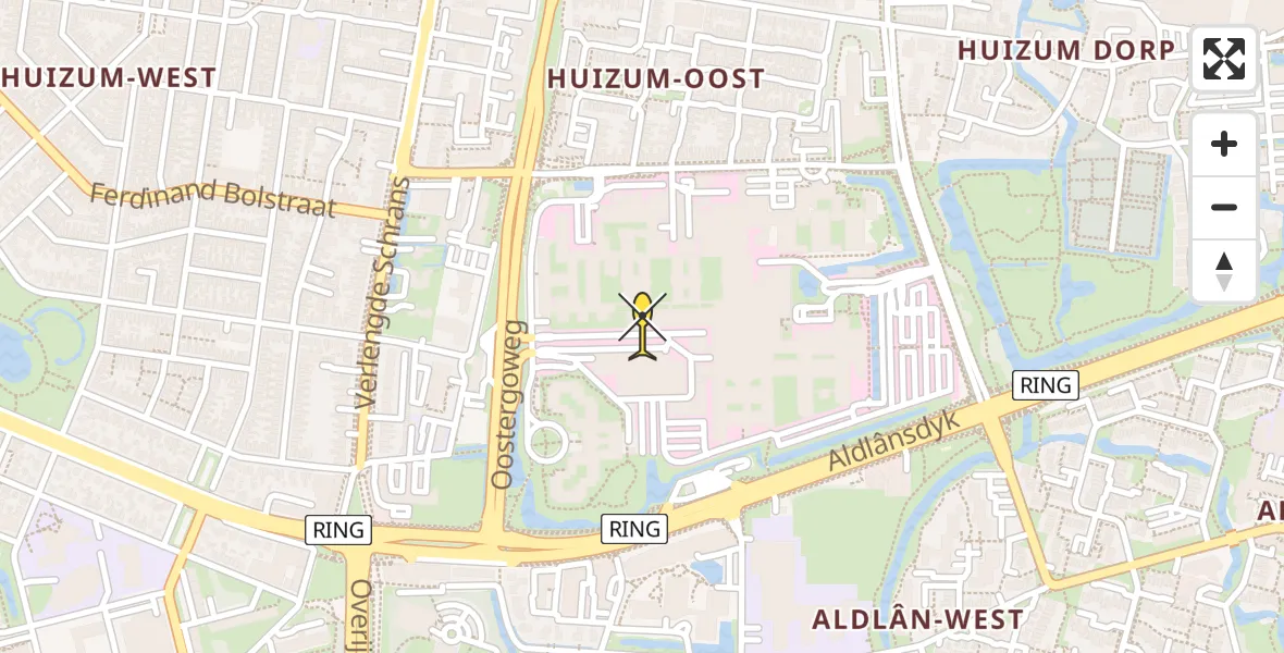 Vluchtroute Ambulancehelikopter van Leeuwarden naar Leeuwarden