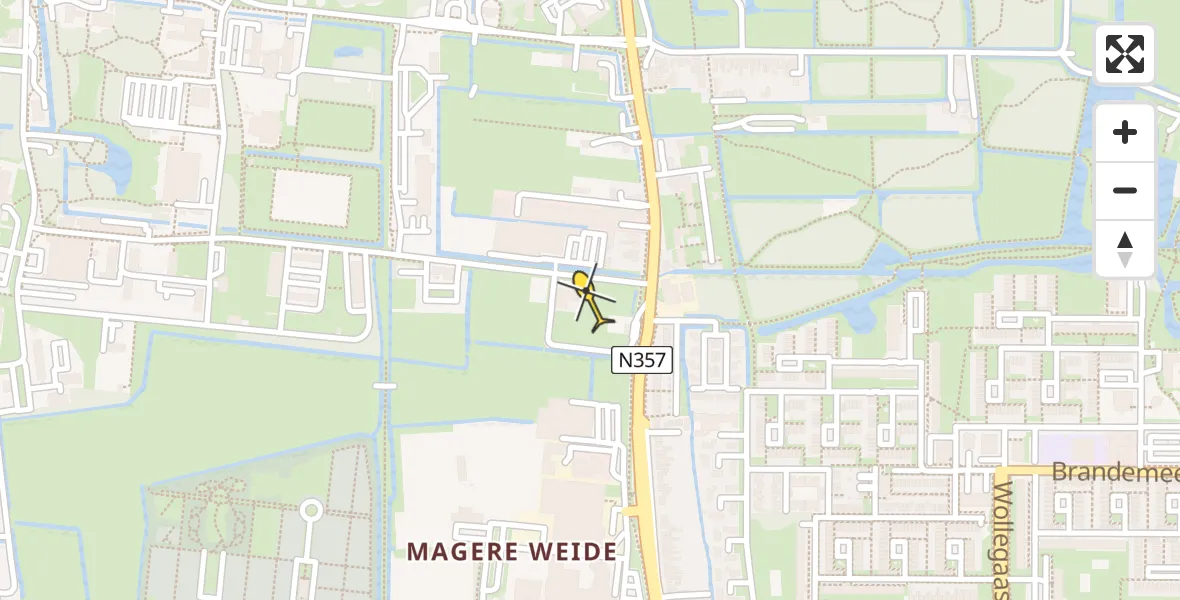 Vluchtroute Ambulancehelikopter van Leeuwarden naar Leeuwarden