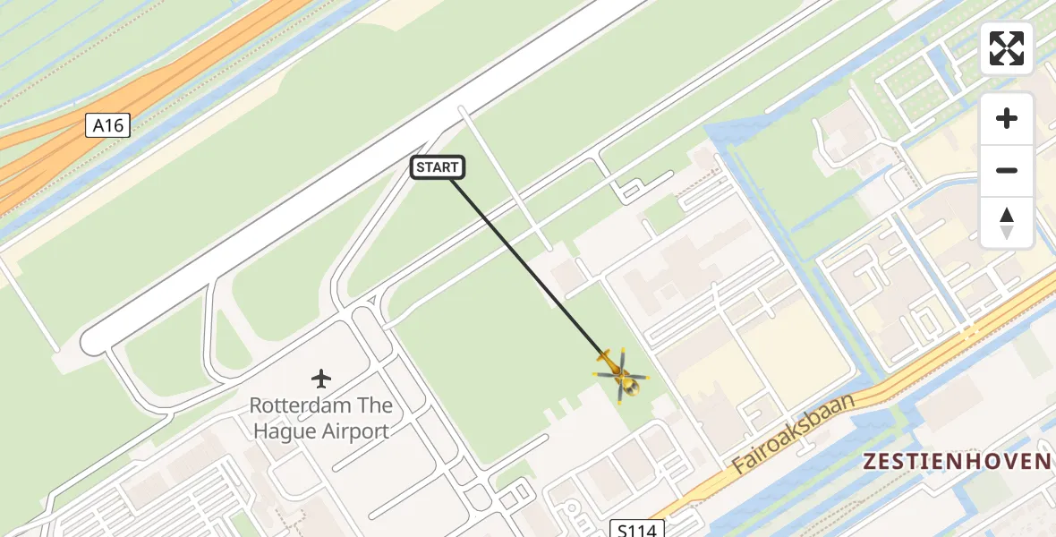 Vluchtroute Traumahelikopter Rotterdam The Hague Airport - Rotterdam The Hague Airport, 27 januari 2024, 07:16