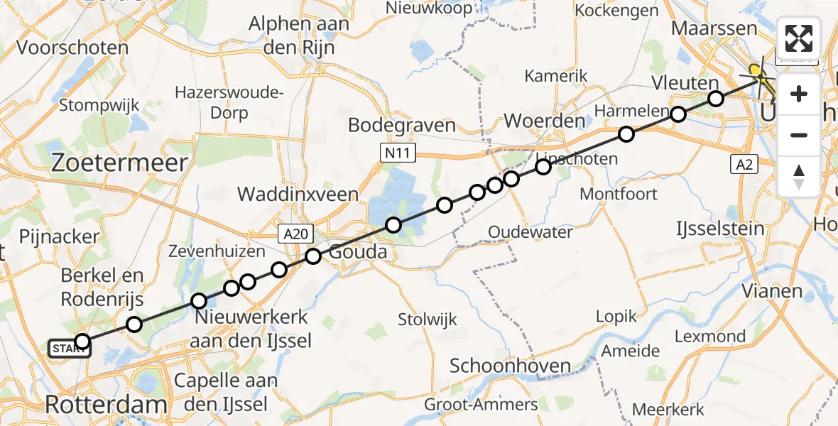 Routekaart van de vlucht: Lifeliner 2 naar Utrecht